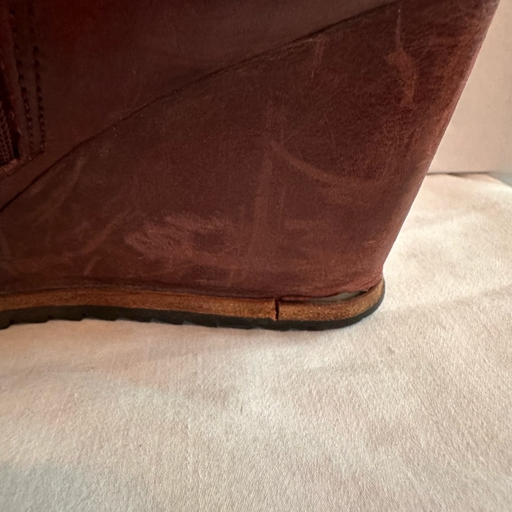 Anthropologie | Biala | distressed | burgundy brown | wedge | 39M/8 | booties - Picture 5 of 16